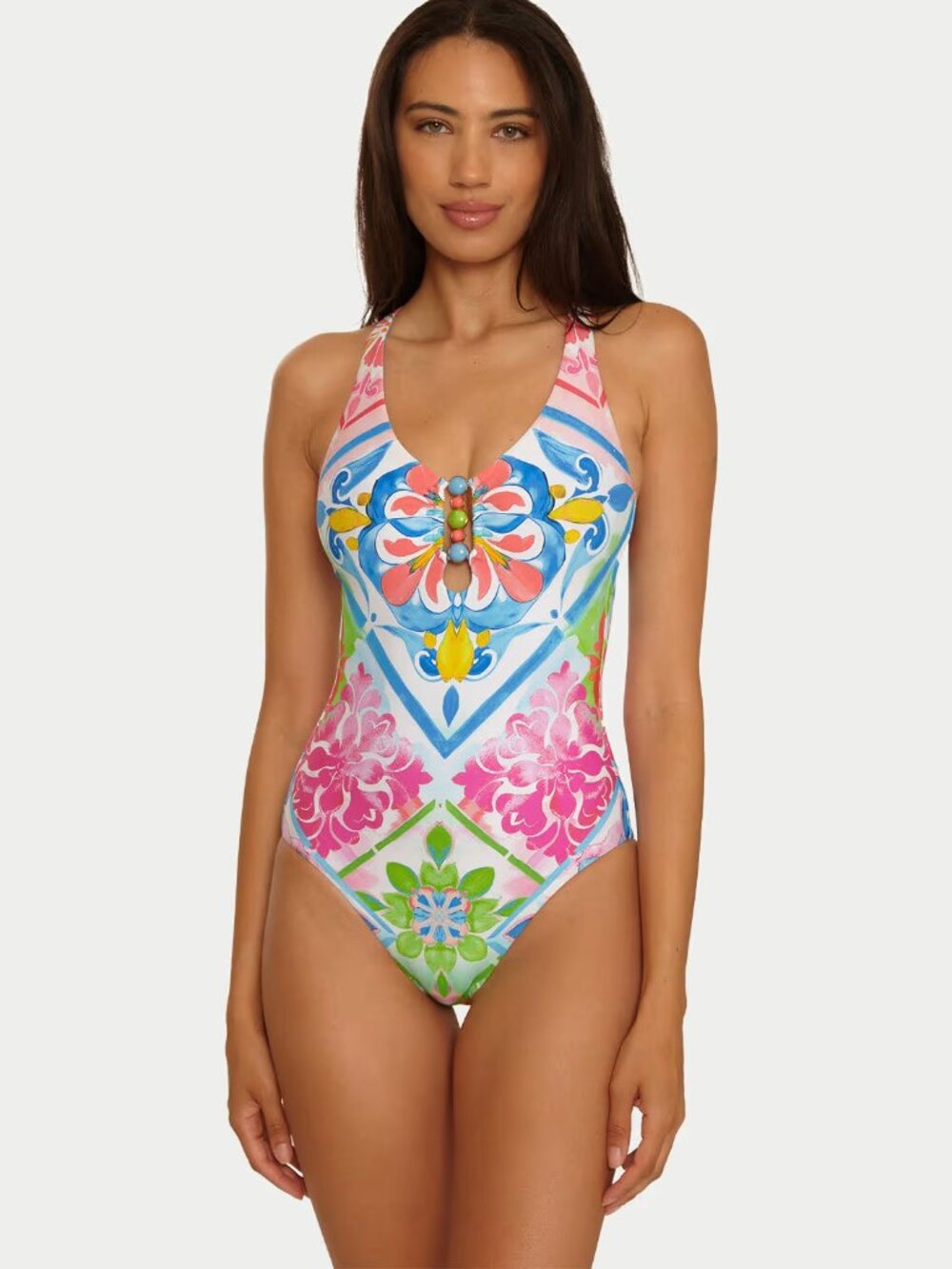 Becca Swim Mijas Print Scoop One Piece in sizes Small & Medium